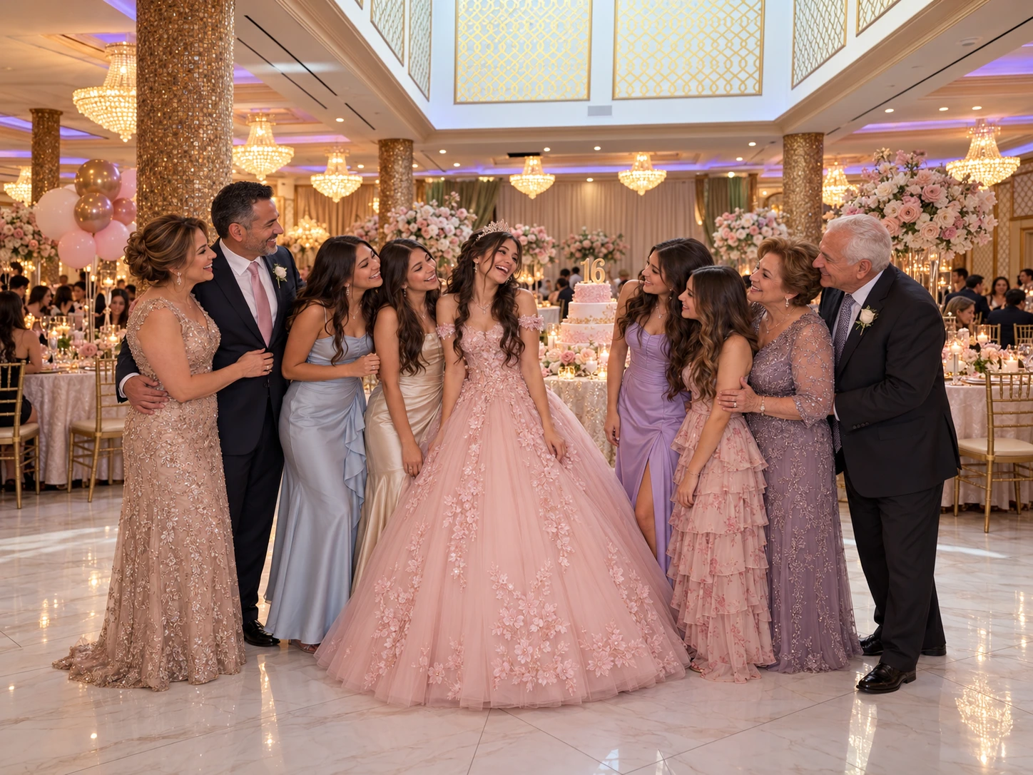 Sweet 16 celebration with friends and family, inspired by Pearl’s ballroom